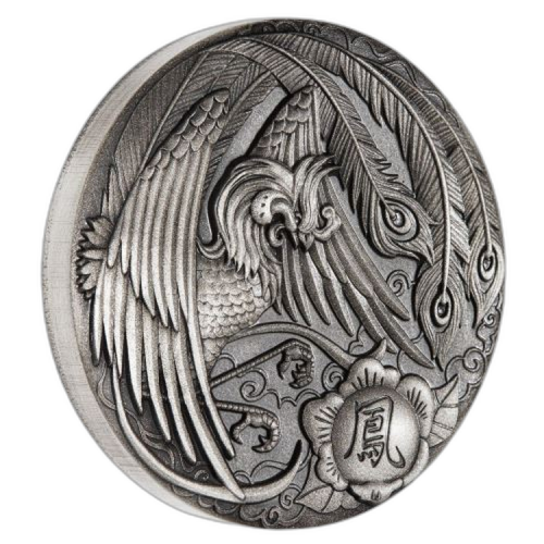 2 troy ounce silver coin Phoenix Antique Finish 2018 front
