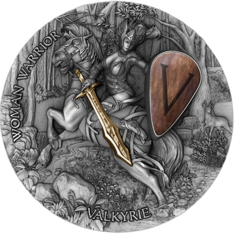 2 troy ounce silver coin female warrior - Valkyrie 2020 front