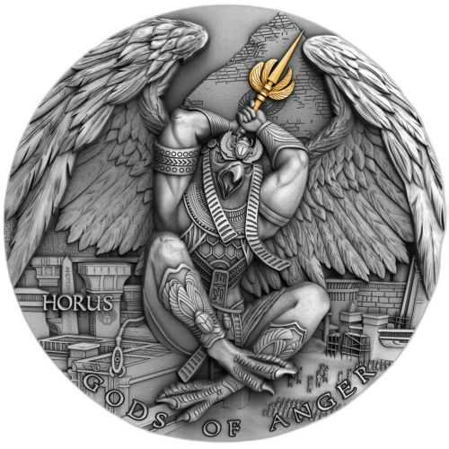 2 troy ounce zilveren munt God of Anger Horus Ultra High Relief 2020 voorkant