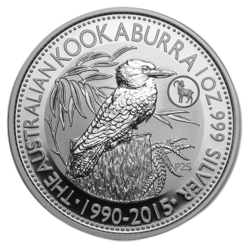 1 troy ounce zilveren munt Kookaburra (Goat Privy) 2015 voorkant