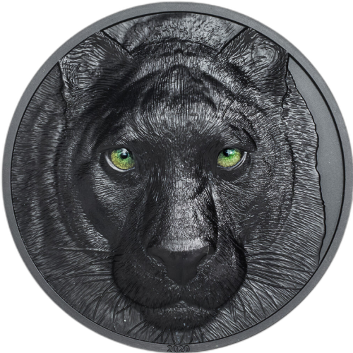 2 troy ounce silver coin Black Panther 2020 proof front