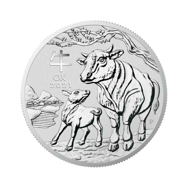 1 troy ounce silver coin Lunar 2021 front