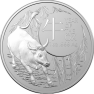 1 troy ounce zilveren munt Lunar RAM serie Os 2021 voorkant