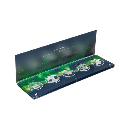 5 x 1 troy ounce silver coin Northern Light series front