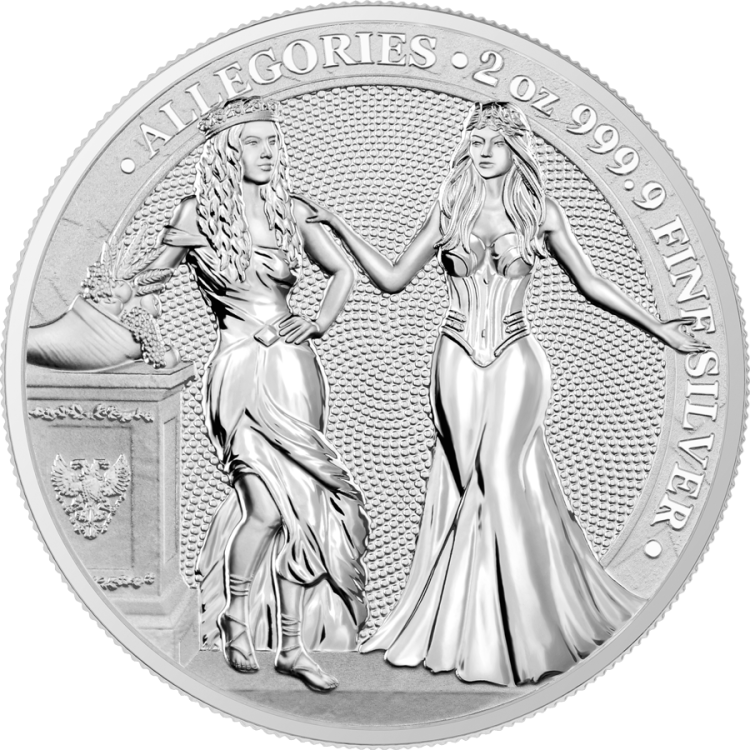 2 Troy ounce zilveren munt Germania en Italia 2020 voorkant