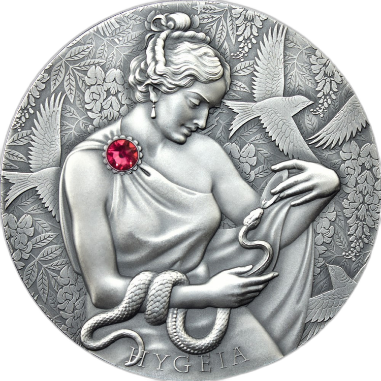 2 troy ounce silver coin Hygeia 2021 front
