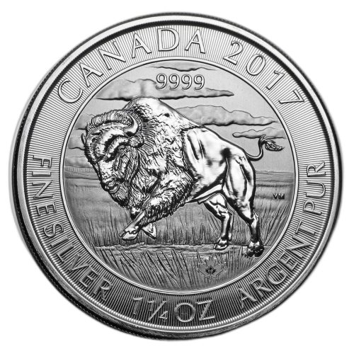 1.25 troy ounce silver Bison 2017 front