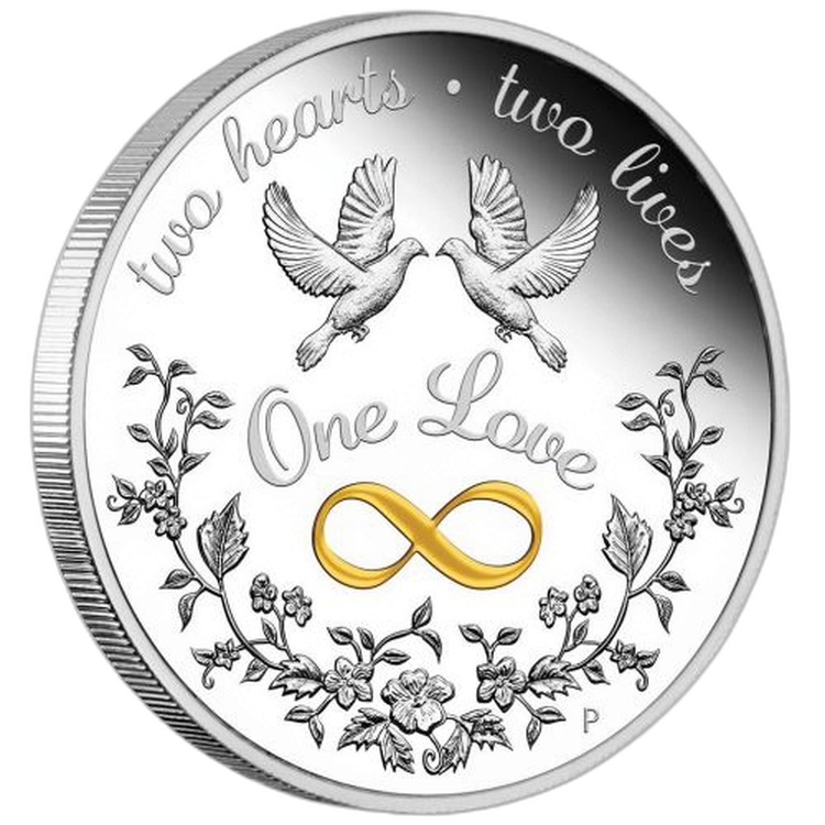 1 troy ounce zilveren munt one love 2021 proof voorkant