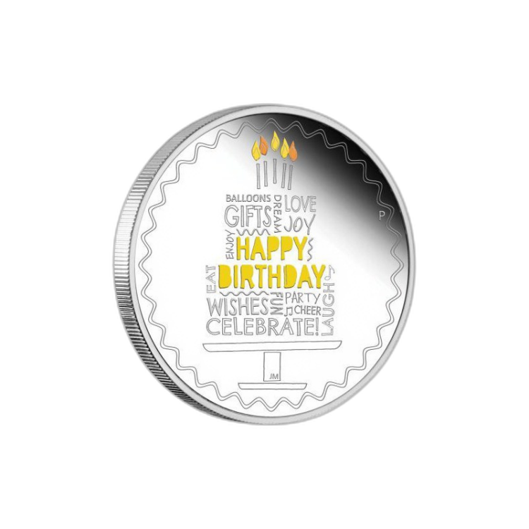 1 troy ounce zilveren munt Happy Birthday 2021 Proof voorkant