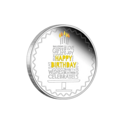 1 troy ounce silver coin Happy Birthday 2021 Proof front