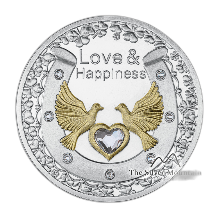 Silver coin Swarovski love and happiness 2021 Proof front