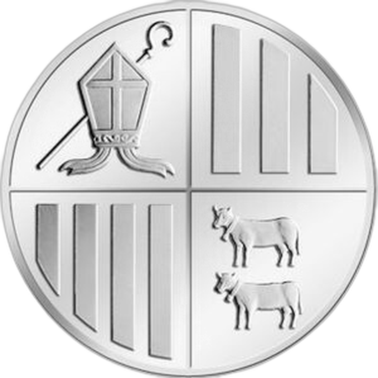 100 Troy ounce zilveren munt Andorra voorkant