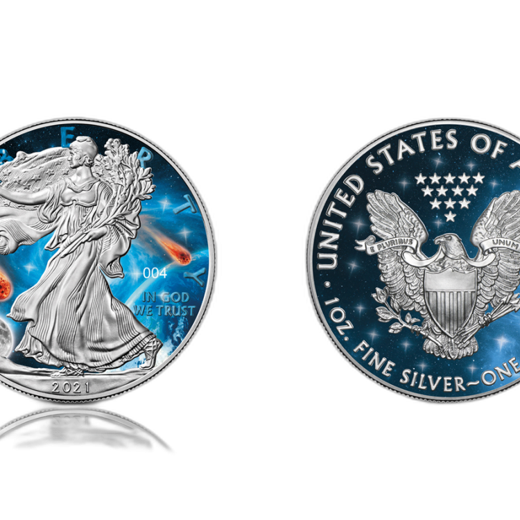 1 Troy ounce silver coin Glowing Galaxy American Eagle 2021 front
