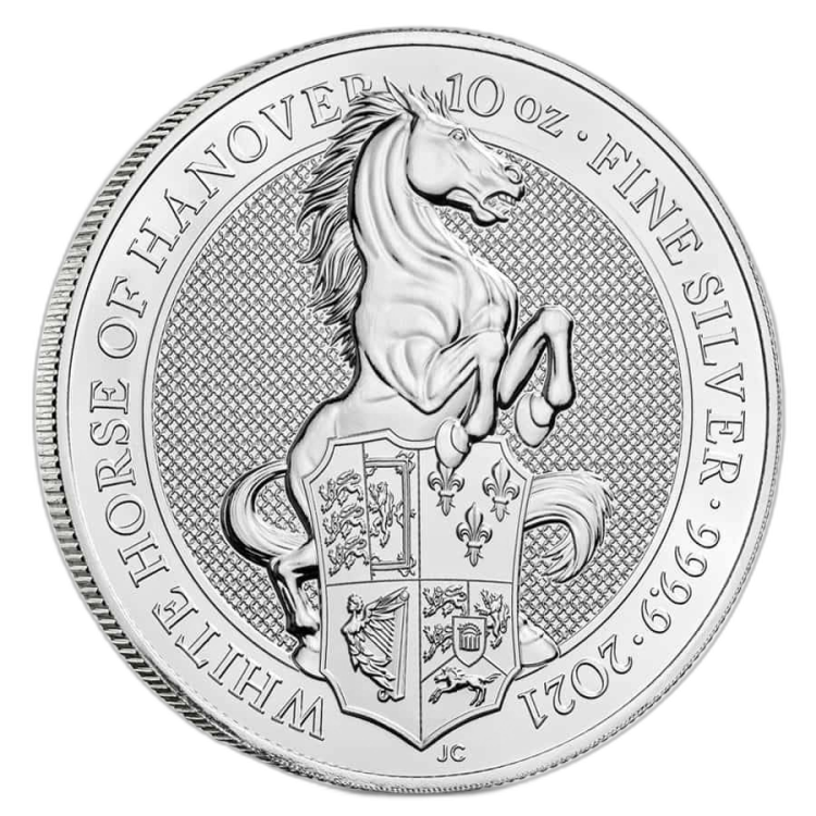 10 Troy ounce silver coin Queens Beasts Beasts White Horse 2021 front