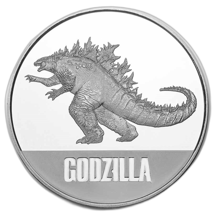 1 troy ounce zilveren munt Godzilla 2021 voorkant