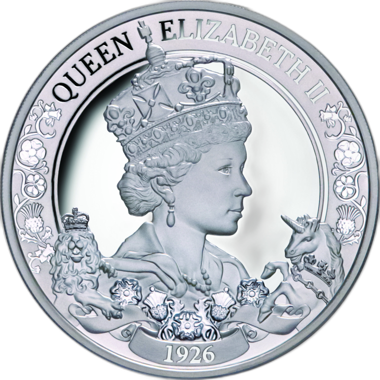 1 troy ounce zilveren munt Queen Elizabeth II 95e verjaardag 2021 proof voorkant