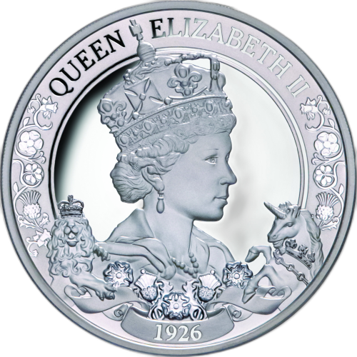 1 troy ounce zilveren munt Queen Elizabeth II 95e verjaardag 2021 proof voorkant