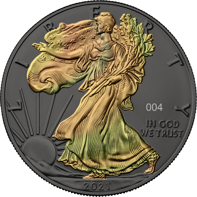 1 troy ounce silver coin golden holo series American Eagle 2021 front