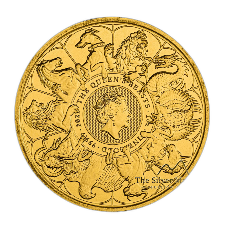 1 troy ounce gouden Queen's Beasts Completer 2021 voorkant