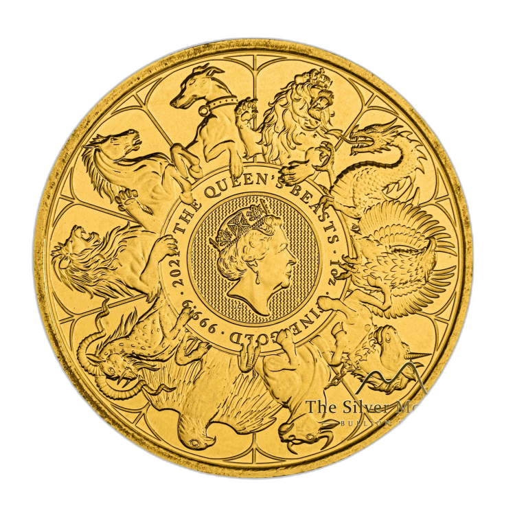 1 troy ounce gouden Queen's Beasts Completer 2021 voorkant