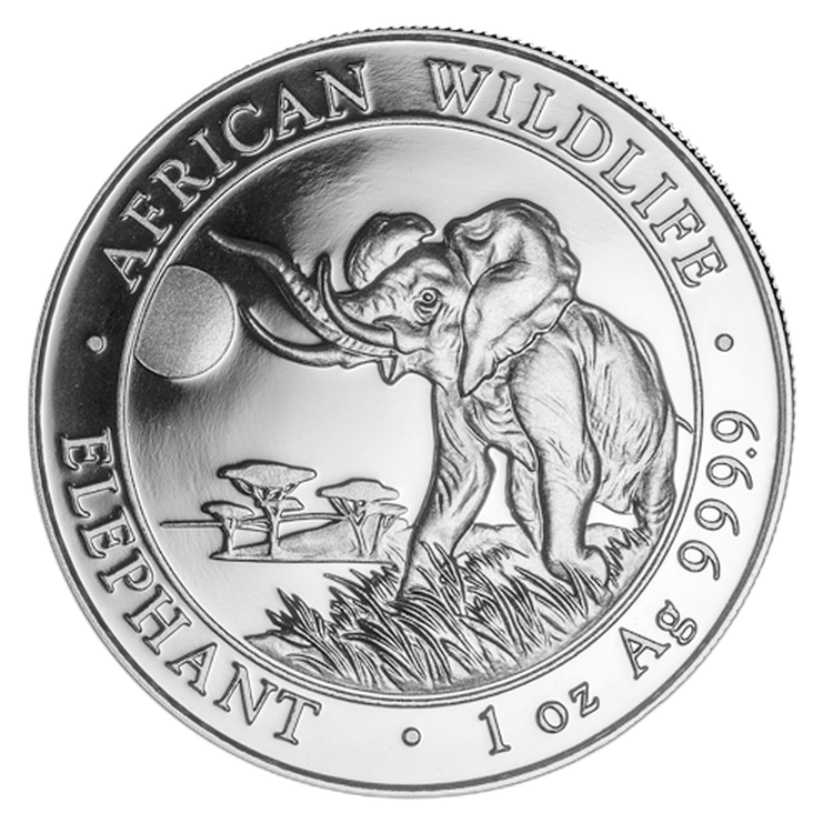 1 troy ounce zilver Somalische Olifant 2016 voorkant