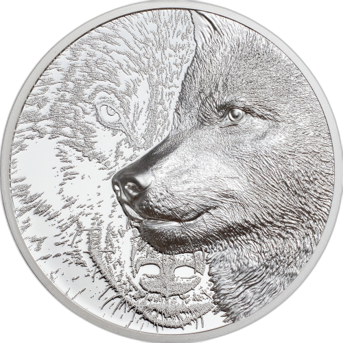 1 troy ounce zilveren munt Mystic Wolf 2021 Proof voorkant