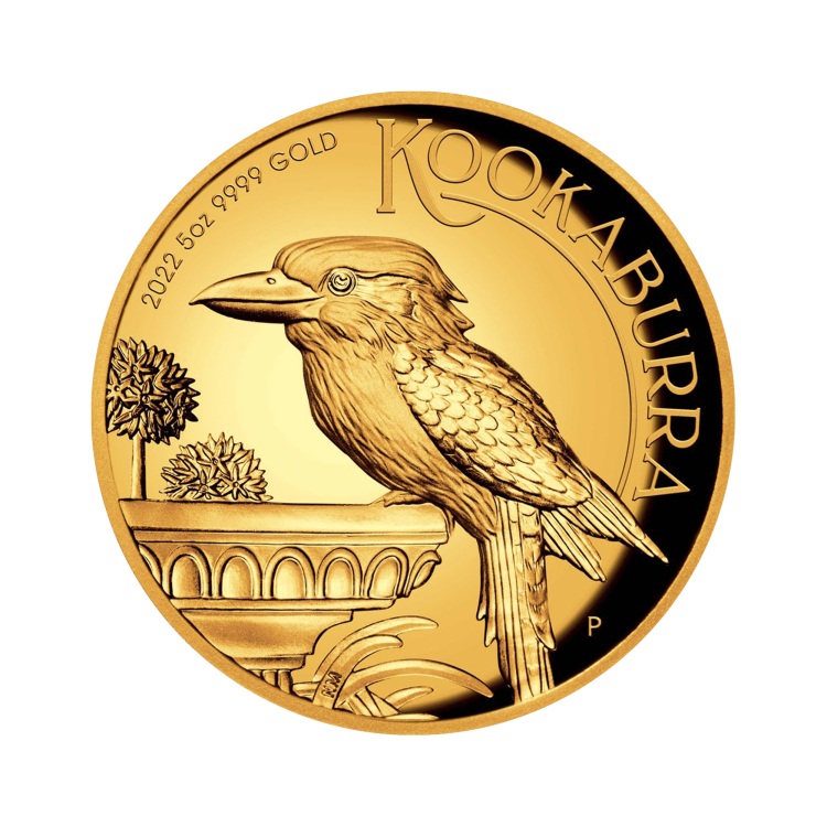 5 troy ounce gouden munt Kookaburra 2021 Proof voorkant