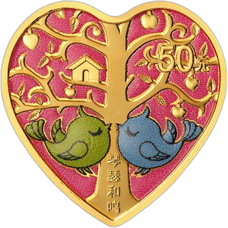 Gold coin love heart shape set 2021 proof front