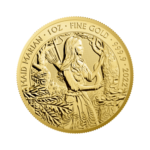 1 troy ounce gouden munt Maid Marian 2022 voorkant