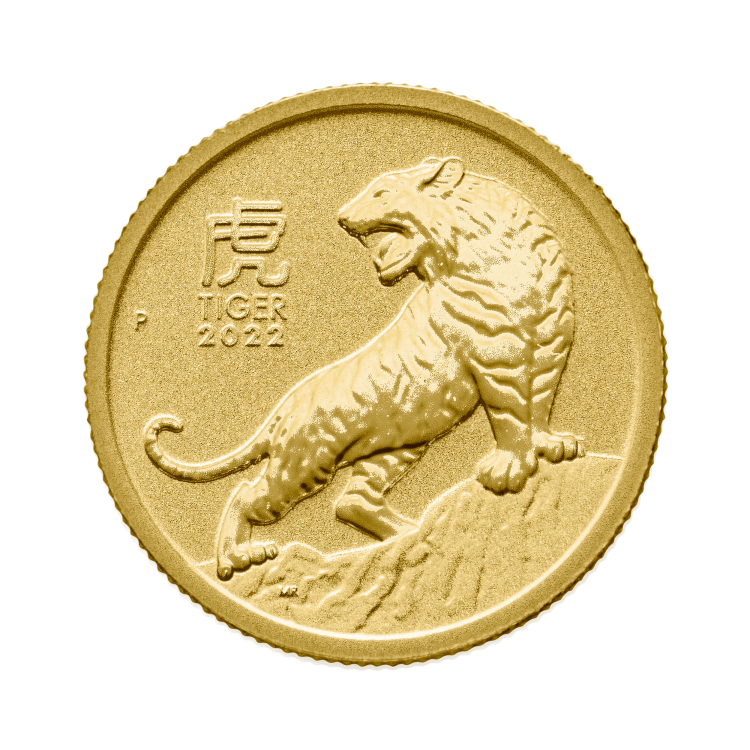 1/10 Troy ounce gouden munt Lunar 2022 voorkant