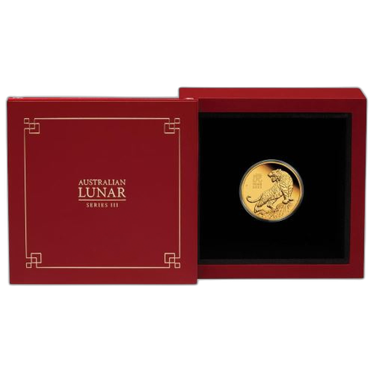 1/4 Troy ounce gouden munt Lunar 2022 Proof perspectief 1