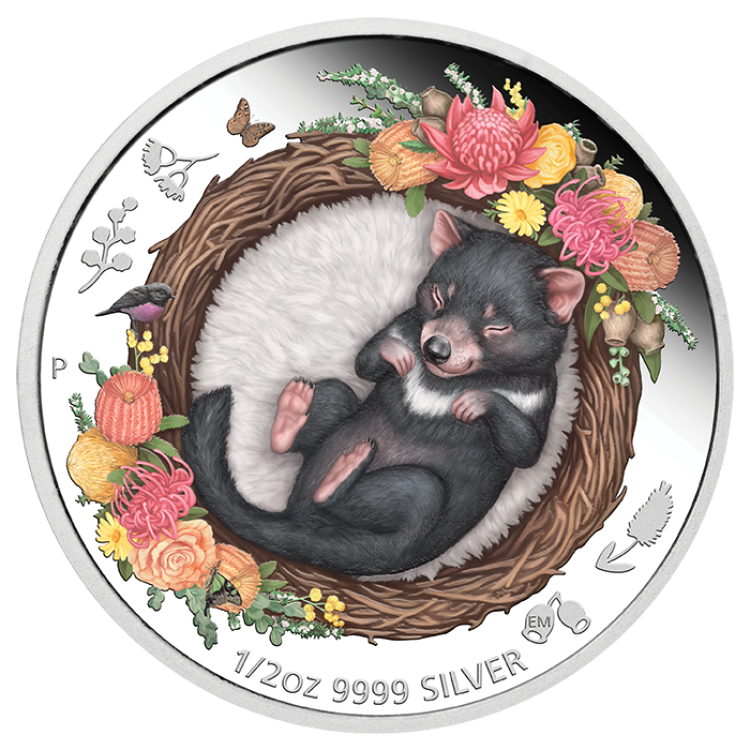 1/2 troy ounce silver coin Tasmanian Devil - Dreaming down under 2021 Proof front
