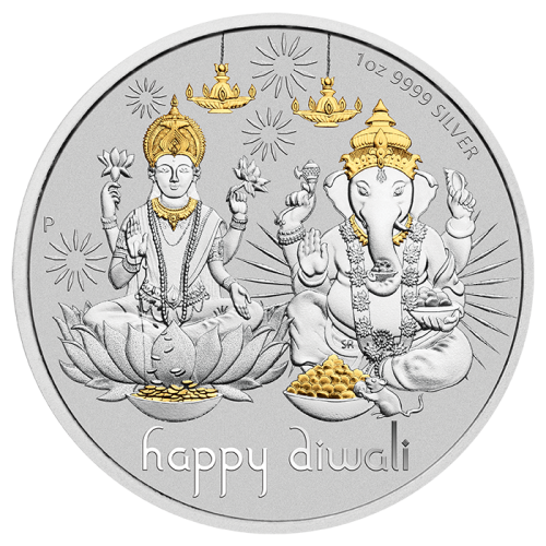 1 troy ounce zilveren munt Diwali 2021 voorkant