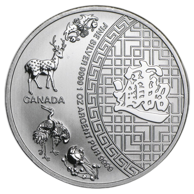 1 troy ounce zilveren munt five blessings voorkant