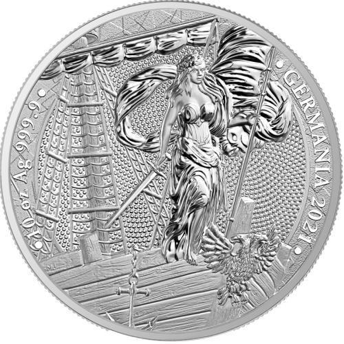 10 Troy ounce zilveren munt Germania 2021 voorkant