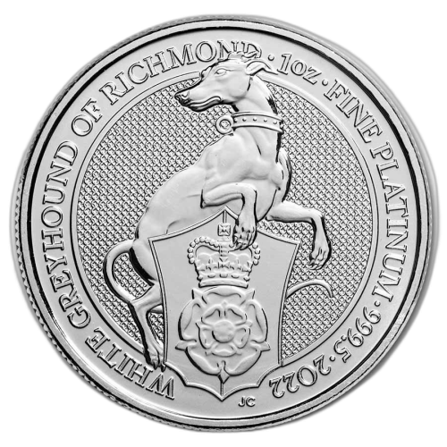 1 troy ounce platinum coin Queens Beasts White Greyhound front