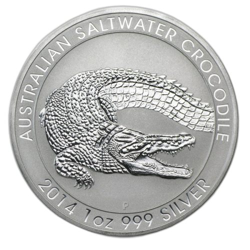 Saltwater Crocodile - 1 troy ounce zilveren munt 2015 voorkant