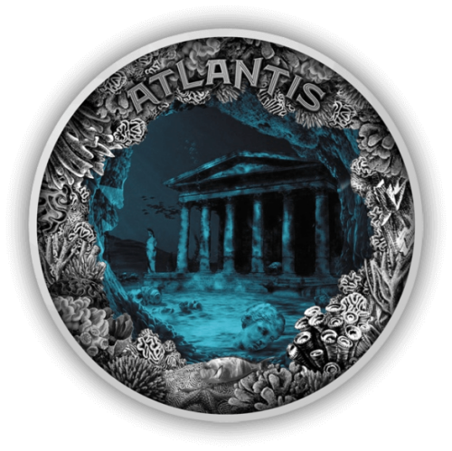2 Troy ounce zilveren Atlantis munt 2019 voorkant