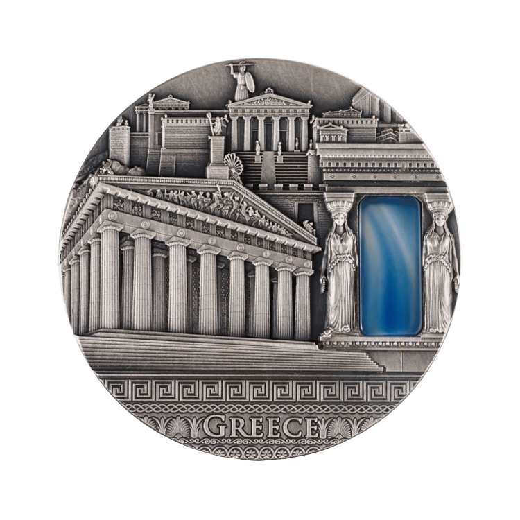 2 Troy ounce zilveren Griekse Parthenon Tempel munt 2018 voorkant