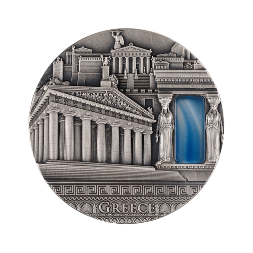 2 Troy ounce zilveren Griekse Parthenon Tempel munt 2018 voorkant