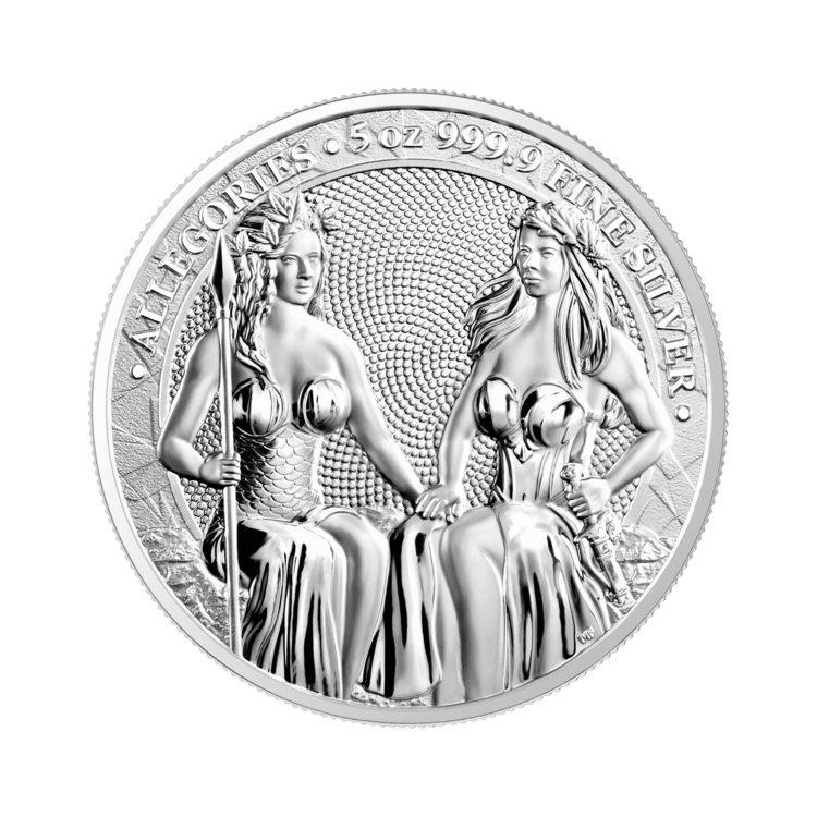 5 troy ounce zilveren munt Germania Allegories 2021 voorkant