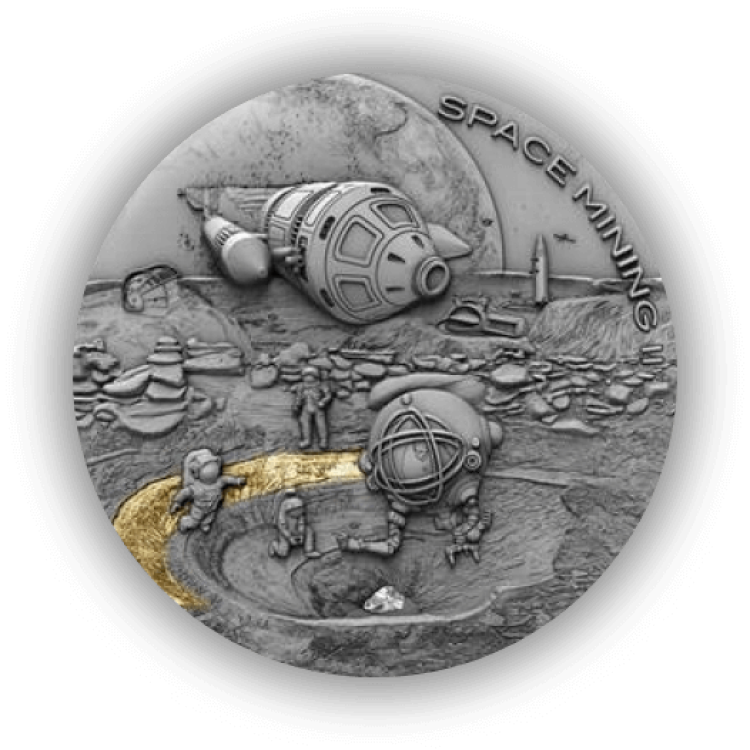 1 Troy ounce Silver Space Mining II Station coin 2019 front