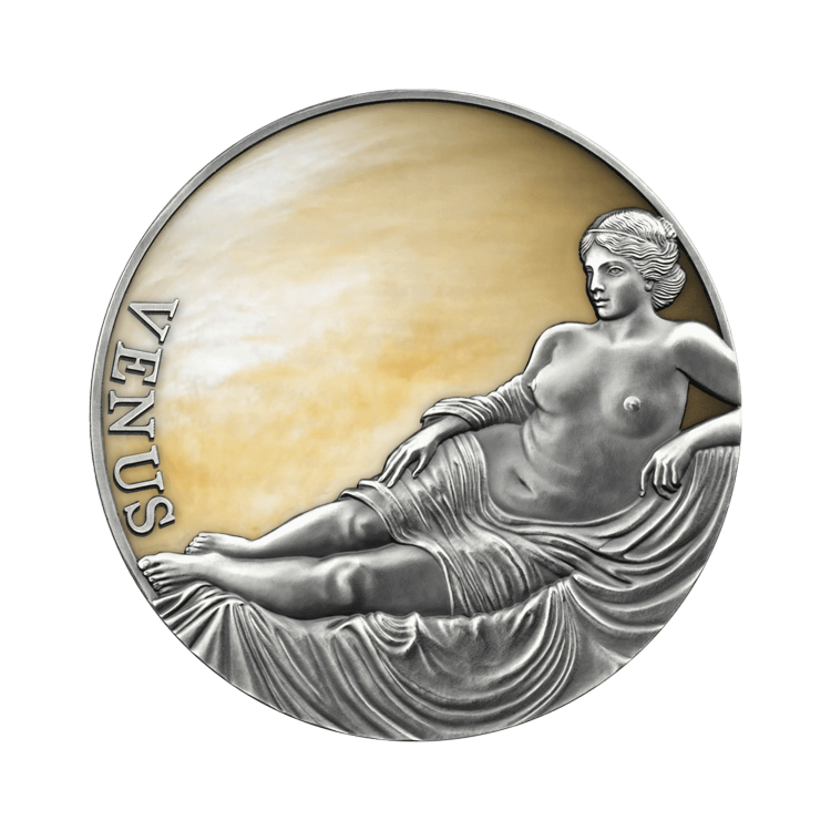 3 troy ounce zilveren munt Venus 2021 - Antieke afwerking voorkant