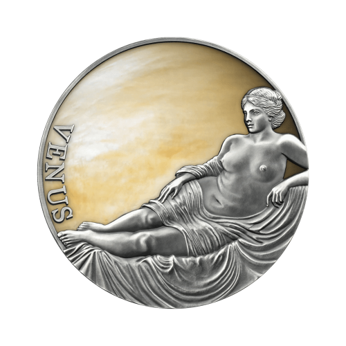 3 troy ounce silver coin Venus 2021 - Antique finish front