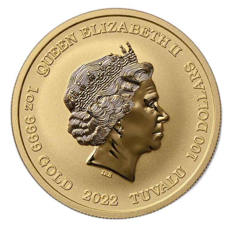 1 troy ounce gouden munt goden van Olympus Hera 2022 achterkant