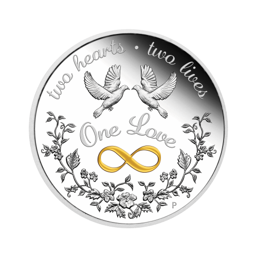 1 troy ounce zilveren munt one love 2022 proof voorkant