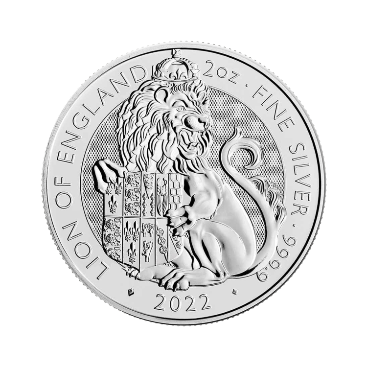 2 troy ounce zilveren munt Tudor Beasts Lion 2022 voorkant