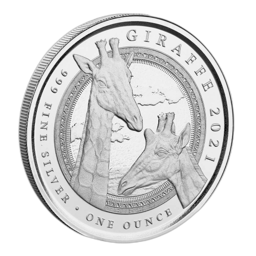 1 troy ounce zilveren munt Guinea Giraffe 2021 voorkant