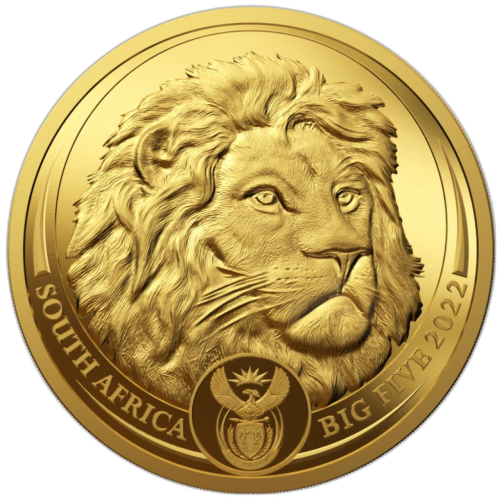 1 troy ounce gouden munt Big Five leeuw 2022 voorkant