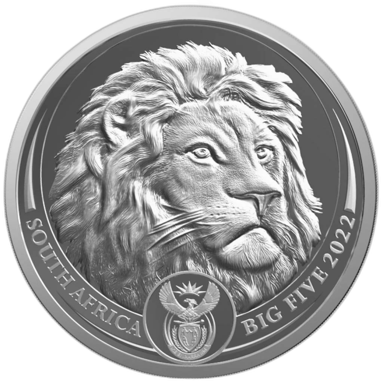 1 troy ounce platinum coin Big Five lion 2022 front